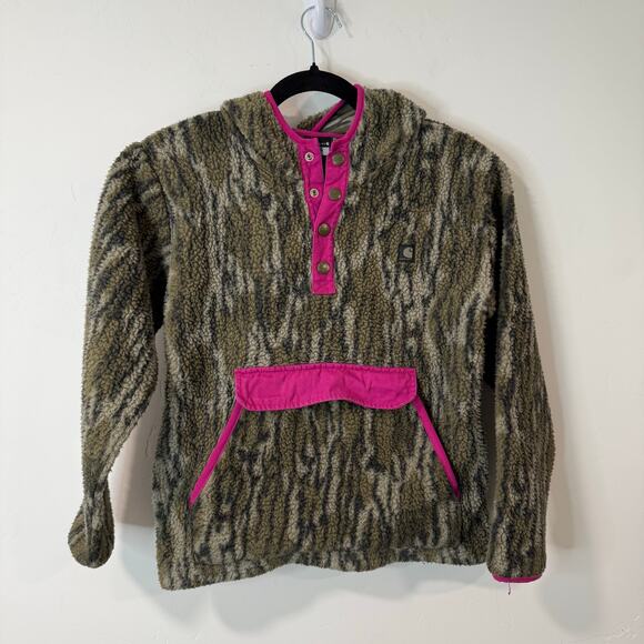 Carhartt Other - Carhartt Girls Camo Fleece Hoodie Sweatshirt Sherpa Green Pink Large Pullover